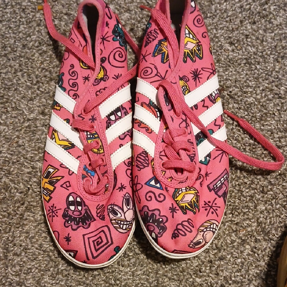 Jeremy Scott x Adidas Pink Graphic Sneakers